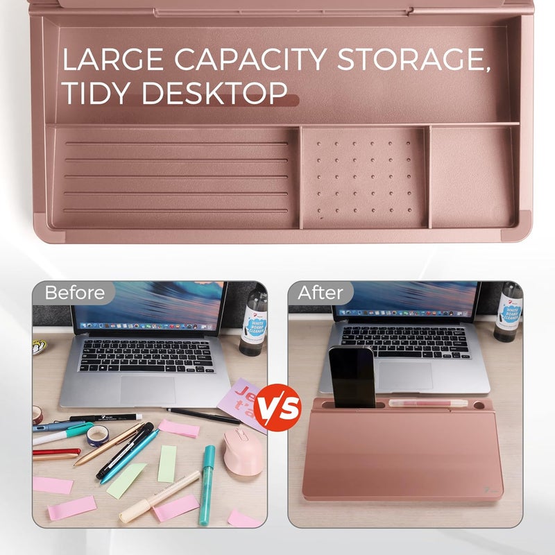 TOWON Small Compact Glass Desktop Whiteboard with Storage – 12 x 7 in Dry Erase Board for Desk, Home Office, School | Includes 5 Markers, Eraser & Holder | Space-Saving Organizer, Aesthetic Rose Gold - Image 5